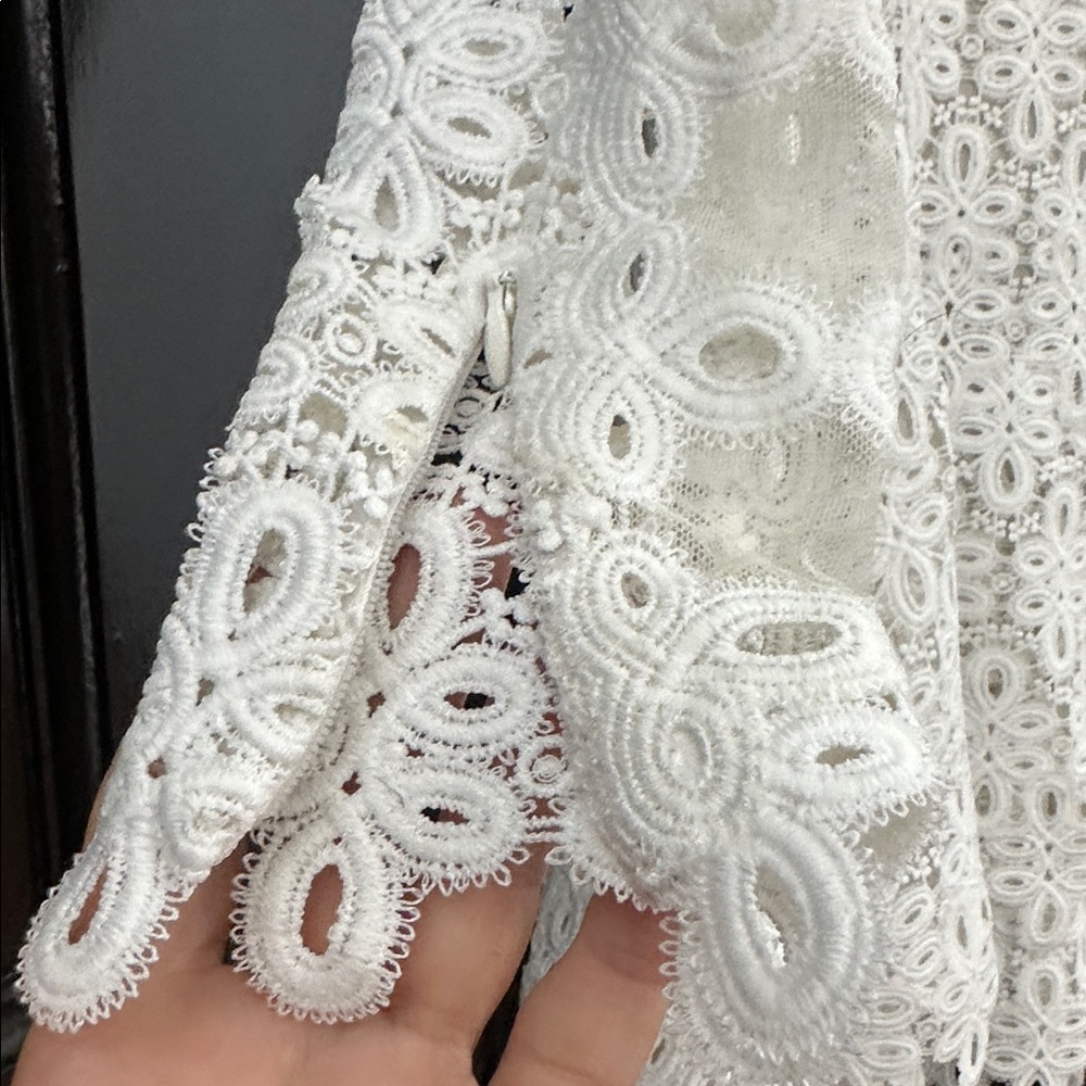 Jonathan Simkhai White Crochet Lace High-Neck Mini Dress - Picture 9 of 15